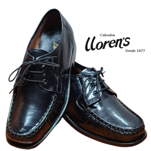Zapato hombre con cordones, Piel tafilete Negro, fabricación kiowa