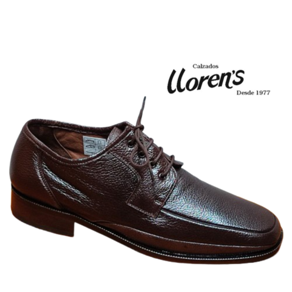 Zapato hombre vestir con cordones · Piel karibu marrón Chocolate· fabricación Guante