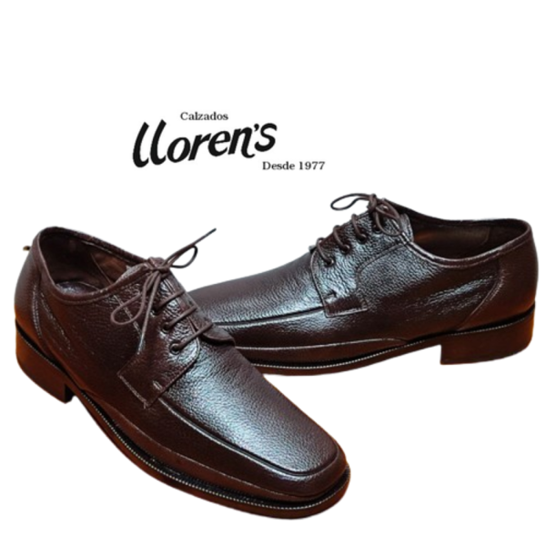 Zapato hombre vestir con cordones · Piel karibu marrón Chocolate· fabricación Guante