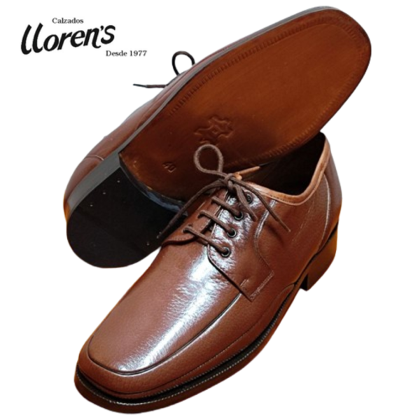 Zapato hombre vestir con cordones · Piel karibu marrón Jacinto · fabricación Guante